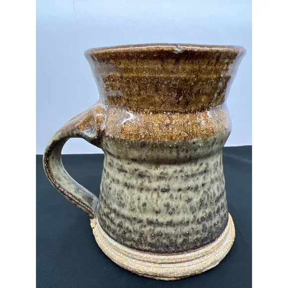 Handcrafted Artisan Ceramic Coffee Mug Textured Glaze Pottery Tankard - Picture 3 of 6